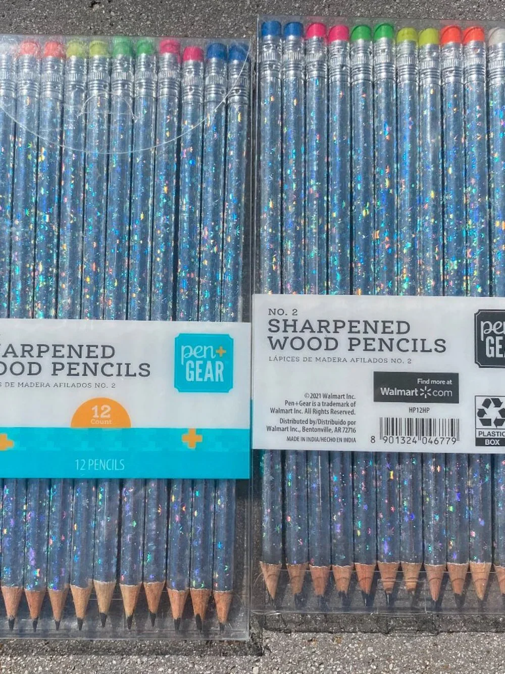 2 pack-12 count each-PenGear- Silver Sparkle Rainbow Pencils-Sharpened-NEW! - Picture 2 of 8